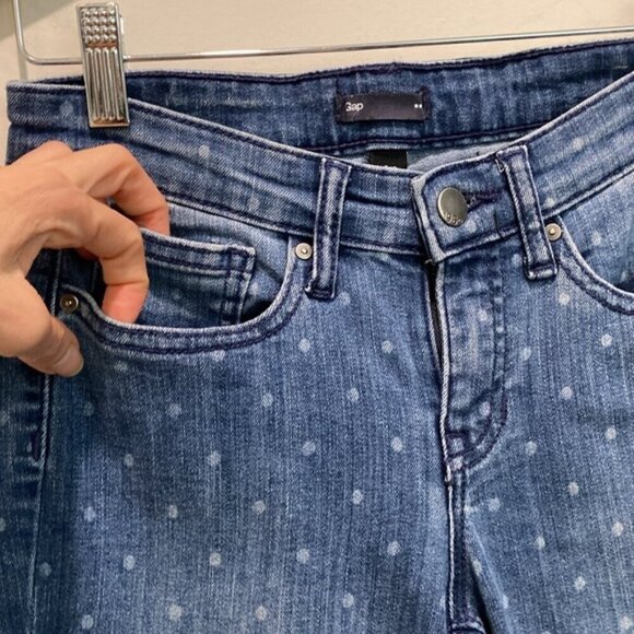 Gap blue with white polkadots skinny Jeans size 25 - Picture 4 of 13
